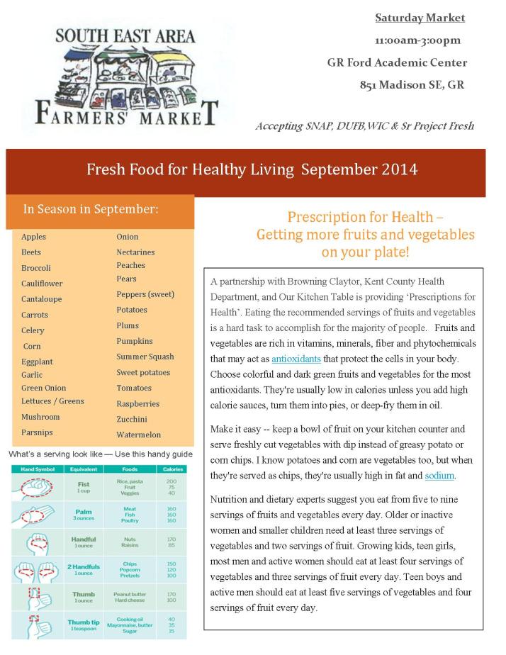 SEA Farmers Market Newsletter September 2014 - 1
